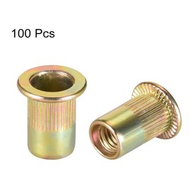 AIWFL 100Pcs M6 Metric Zinc Plated Carbon Steel Rivet Nut, M6 Flat Head Rivet Nuts,Large Flange Nut serts for Automotive, Furniture, Decoration