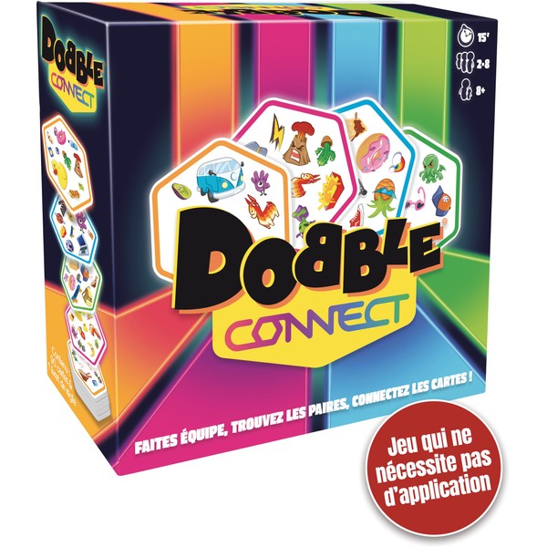 Asmodee Dobble Connect - Giochi da tavolo, giochi di carte, gioco d'atmosfera, gioco per adulti e bambini a partire dagli 8 anni, 2-8 giocatori, 15 min, versione francese