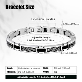 Feifuli Black Bracelets for Men, Link Chain Stainless Steel Bracelet for Men, Charm Jewelry for Birthday Annivesary Fathers Day Valentines,Dad Husband Boyfriend,Casual Trendy Cool Adjustable