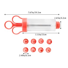 Cupcake Injector/Decorating Icing Set, 9-Piece Set, Stainless Steel Laminating gunCookie gunSqueeze cookie makerCream laminating gunLaminating nozzleSoluble beansBaking tools (Red 9pcs)