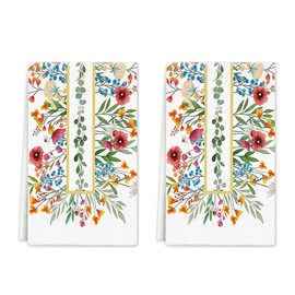Rumkim Spring Bloom Flowers Florals Dish Towels, 16x24 inch Vintage Wild Flower Hand Towels Set of 2, Decorative Tea Towels for Bathroom Kitchen Decoration