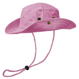 Glory Max Washed Cotton Bucket Hat with Chin Strap Fishing Sun Safari Boonie Cap (as1, Alpha, s, m, Pink)