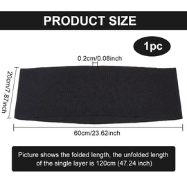 BENECREAT Elastic Fiber Ribbing Fabric for Cuffs, Black Rib Knit Fabric for Cuffs and Waistband Neckline Collar Trim, Welt Edge, 60x20x0.2cm