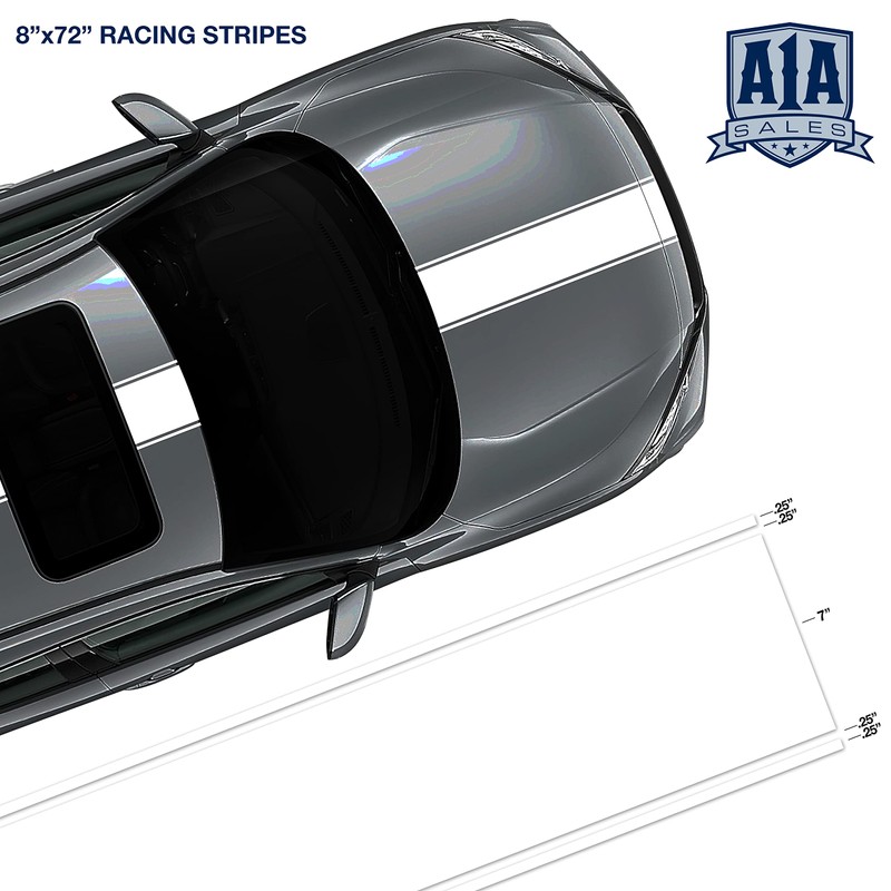 A1A Sales 8"x72" Vinyl Racing Stripes Decal Pinstripes Sticker Tape