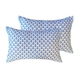 ELLA & MAX Toddler Travel Pillow Cases. Set of Two. Coastal Prints. Soft & Cuddly. Fits 13x18 & 14x19 Toddler Pillows. Easy to wash. Handmade in USA. (19.5 x 13 inches, White and Blue Anchor)
