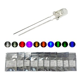 WOTOFULIN 5mm LED Diode Lights Kit 10pcs x 10 Colors Assorted LED Diodes Clear Lens White/Pink/Purple/Blue/Green/Yellow/Orange/Warm White/Red/Yellowish Green