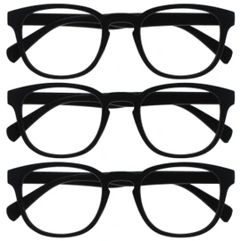 Opulize Pop 3 Pack Black Purple Spacers Short Vised Myopia Retro Round Men Women MMM2 MMM2-1-250 3