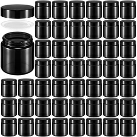 Norme 96 Pcs 4 oz Glass Jars with Lids Leakproof Round Airtight Jars Empty Cosmetic Jars with Inner Liners Lid for Storing Lotions Powder Ointments Candle Makin (Black)