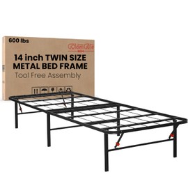 Golden Gate Beds Foldable Metal Bed Frame, Sturdy Iron Platform, No Box Spring Needed, Portable & Collapsible Design, Heavy Duty, Easy Assembly, Under Bed Storage, Noise-Free - Black, Twin Size