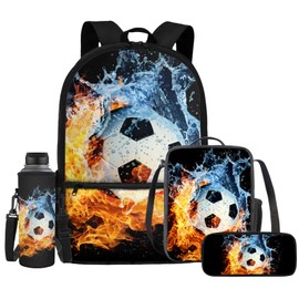 Watdotory Football Backpack for Boys 7th Grade with Lunch Bag,Pencil Case,Water Bottle Organizer,Backpacks for School 6-7 8-9 10-12 Kids Middle School Book Bag Schoolbags Rucksack Satchel Bookbags