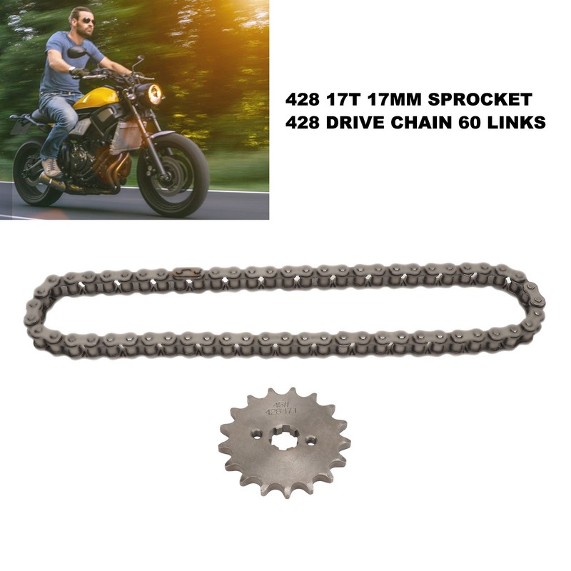 428 17T 17mm Sprocket 428 Drive Chain 60 Links Kit