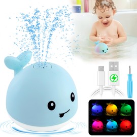 Gigilli Baby Bath Toys, Rechargeable Baby Toys Whale, Light Up Bath Toys, Sprinkler Bathtub Toys for Toddlers Infant Kids Boys Girls, Spray Water Bath Toy, Pool Bathroom Baby Toy