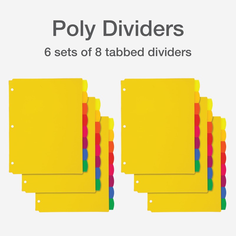 Oxford Plastic Binder Dividers for 3 Ring Binder, Durable Plastic