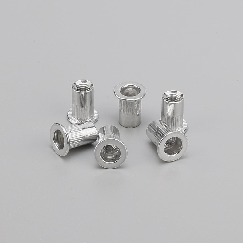 Unxuey 100PCS M6 Aluminium Alloy Rivet Nuts Knurled Flat Head