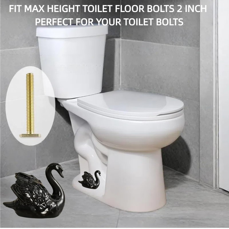 Floor Caps,Toilet Bolt Caps Decorative,Toilet Screw Cover Caps (Black Swan)