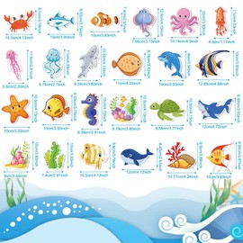 24 Pcs Cruise Door Decorations Magnetic Ocean Animal Cruise Door Magnets Funny Cruise Ship Door Decorations Sea Animal Car Magnets Decals Cute Turtle Crab Fridge Decor for Carnival Refrigerator Door