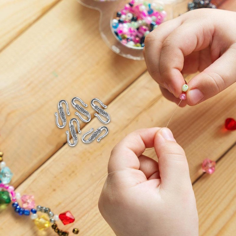 Silver S Shape Hook Clasp COHEALI 20pcs Silver Buckle Bead