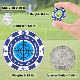 Lousrnman 3 Pcs Golf Green Reader, BlueBlue Ball Marker for Putting Green with High Precision Horizontal Bubble, Golf Accessories Putt Aid Tool with Hat Clip