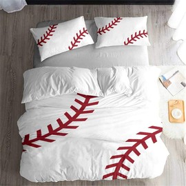 LanS Precise Baseball Sport Series Duvet Cover Bedding Set, Duvet Cover and Pillowcase, 3/4 Piece Set (Duvet Cover + 2 Pillowcases + Sheets) Health/Soft/colourfast (I,Twin-4PCS-172x218cm)