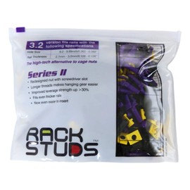 Rackstuds P100 Rack Mount Solution Series II – No More Cage Nuts! The Easiest and Safest Server Rack Solution in 19" Racks with Square Punched Vertical Rails | 100-pack, Purple, 3.2mm/0.126" Version