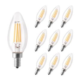 CLEANLIFE 5.5W B11 LED Bulb - E12 Base, 500 Lumens, 2700K Warm White - Dimmable Hospitality-Grade Candelabra Bulbs - Clear Glass - Pack of 10