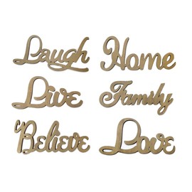 Wood Craft DIY Laser-Cut Words, 17 x 8 cm, Set of 6