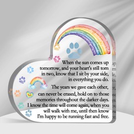 Rainbow Bridge Pet Memorial Gifts, Cat & Dog Passing Away Remembrance Keepsake for Desk or Shelf, Loss of Pet Sympathy Condolences Acrylic Decorations