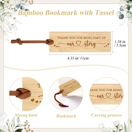 Skyygemm 25 Sets Wedding Favors for Guests Bulk Include Bamboo Bookmark with Tassel Thank You Cards Organza Bag Wedding Party Souvenirs Return Gift Bridal Shower Favors for Reading Lover