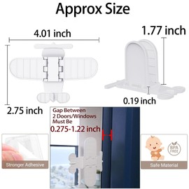 Bstsilver 2-Pack Sliding Glass Door Lock Slide Closet Stopper Child Safety Window Latch Toddler Baby Proofing Petproof Secure Slider Wardrobe Stop Easy Install, Upgrade Adhesive for Patio Balcony Yard