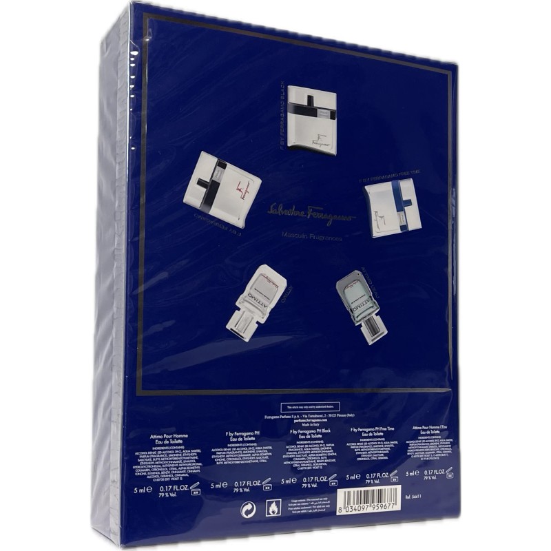 Salvatore Ferragamo 5-piece Mini Set, Eau De Toilette for Men,