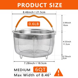 REDANT Steamer Basket for Instant Pot Accessories 6 & 8 Qt - Stainless Steel Mesh Strainer and Colander for Kitchen - Vegetable Steamer Insert with Handle for Cooking Broccoli, Eggs, Pasta - Silver