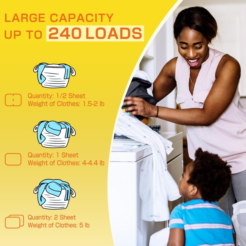 Soulink Laundry Detergent Sheets, 240 Loads - Eco-Friendly, Plant-Based, Hypoallergenic,