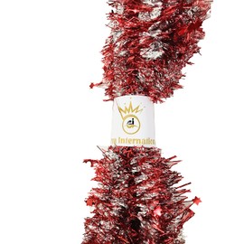 Red and Silver Tinsel Garland for Christmas Decoration x-mas Tree Christmas Tree Ornaments Housewarming New Year Party Ceiling Hanging Indoor and Outdoor Shiny Sparkly Garland 28 Feet 5 Pieces