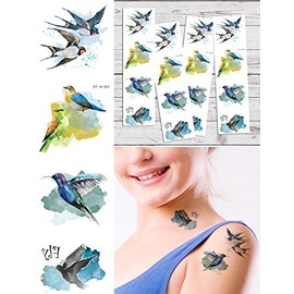 Supperb Temporary Tattoos - Hummingbird & Swallow Temporary Tattoo Tattoos (Set of 4)