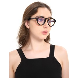 R.F.YFQH Blue Light Blocking Glasses for Women and Men, Retro Round Frame Eyeglasses Anti UV & Eyestrain (Clear)