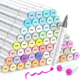 Caliart Pastel Markers, 61 Colors Dual Tip Alcohol Markers, Easter Basket Stuffers for Kids, Teens, Toddlers - Sketch Pens Permanent Art Set for Adults, Book & Egg Decorations