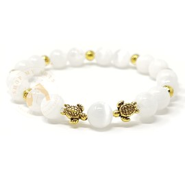 Selenite Bracelet for Women, Men, Teens Gift - Selenite Crystals and Healing Stones Mens Bracelet - 8mm & 4mm Round Beaded Bracelets - Stretchy Bracelets for Chakra Protection, Meditation and Healing