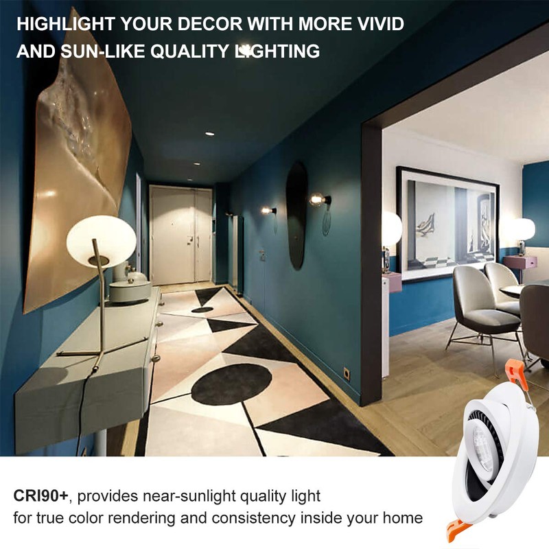 YGS-Tech 3 Inch Eyeball Gimbal LED Recessed Lighting Dimmable Downlight,