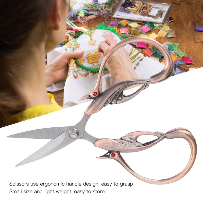 Scissors Retro DIY Swan Shaped Cross Stitch Household Cloth Cutting