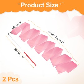 sourcing map 2 Pcs Dance Ribbons, 78.7" Rhythmic Gymnastics Ribbon Streamers Dancer Wand Twirling Dancing Ribbons for Artistic Dancing Gymnastics Training, Bright Pink