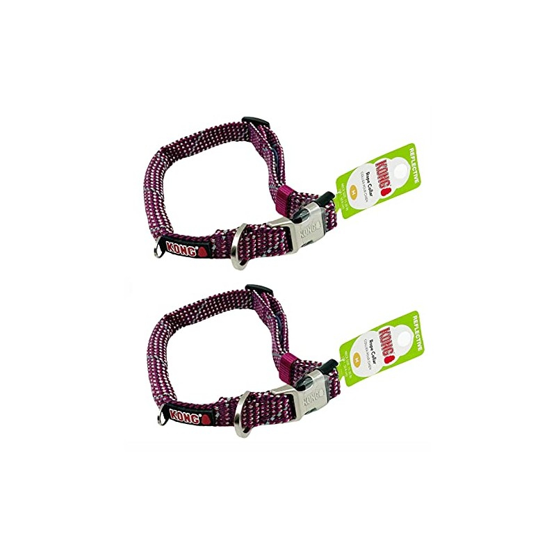 Set of 2 Woven Dog Collars - Pink - Medium