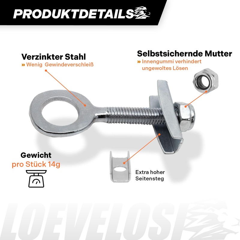 LOEVELOSI Bicycle Chain Tensioner Set, 2 Pieces, Made of Galvanised