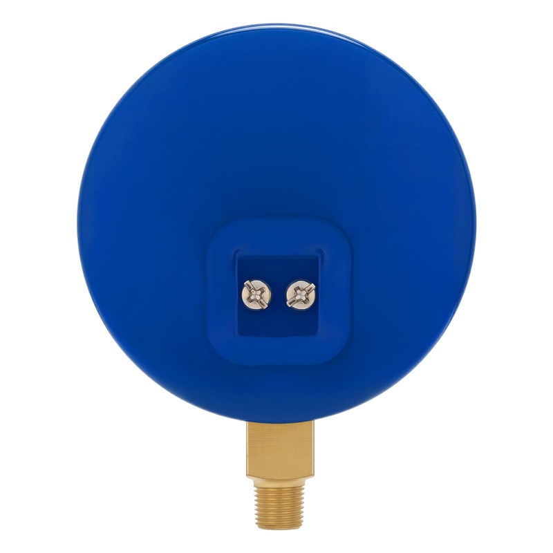 MEASUREMAN Refrigeration Pressure Gauge, 3-1/8” Blue Dial, 30inHg-250psi, 250-500psi Retarded