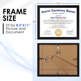 FIXSMITH 8.5x11 Diploma Frame, Black Picture Frame with Clear Plexiglass, 2 Pack Certificate Frame for Wall Display, 8.5x11 Document Frame, High School Diploma Frame