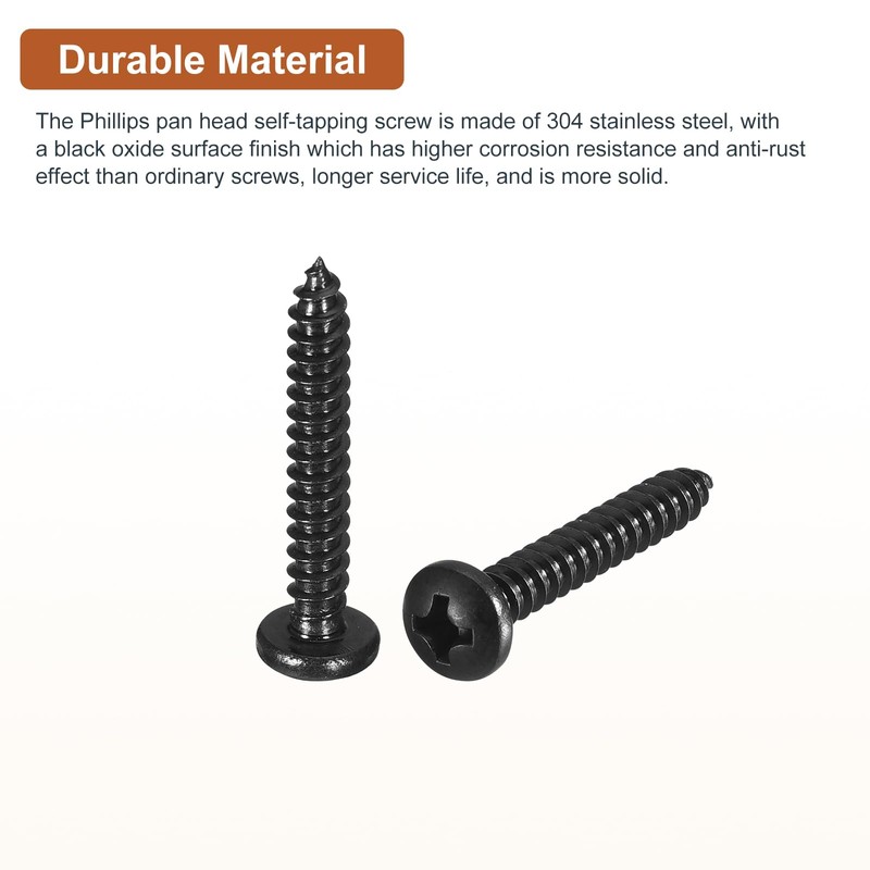 DTGN #7x1" Black Screws - 25Pack - 304 Stainless Steel