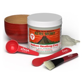 Aztec Secret Essential Indian Clay Mask Kit by Etana – 100% Natural Calcium Bentonite for Deep Pore Cleansing - Facial, Hair & Body Detox Set With Accessories