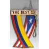 Rear view mirror car flags Colombia and Puerto Rico unity