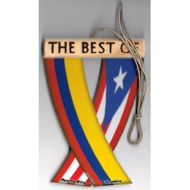 Rear view mirror car flags Colombia and Puerto Rico unity flagz for inside car
