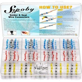 120PCS Solder Seal Wire Connectors - Sopoby Heat Shrink Waterproof Solder Butt Connector Kit Insulated Automotive Marine Electrical Wire Terminals