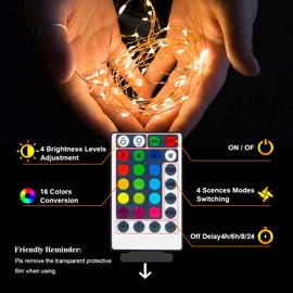 Led Fairy Lights Battery Operated 39Ft 120 LEDs Color Changing String Lights with Remote, Waterproof Copper Wire Battery Powered Twinkle Lights for Bedroom Patio Christmas Indoor Outdoor Decoration